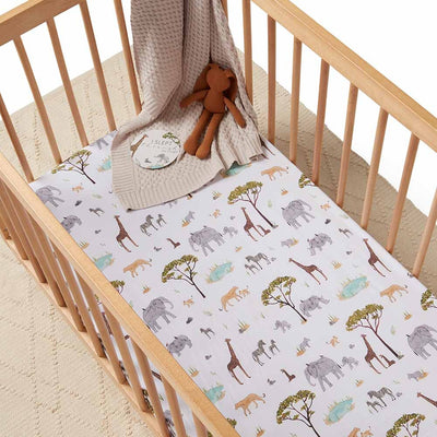 Snuggle Hunny Kids - Fitted Cot Sheet - Safari