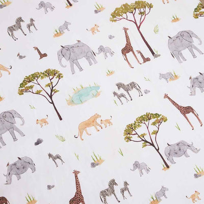 Snuggle Hunny Kids - Fitted Cot Sheet - Safari