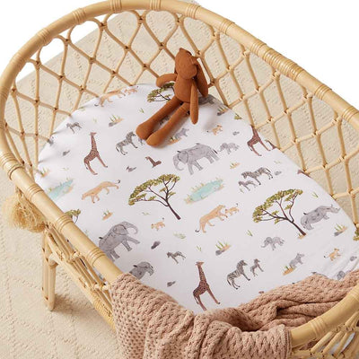 Snuggle Hunny Kids - Bassinet Sheet / Change Pad Cover - Safari