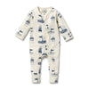 Wilson & Frenchy - Nautical Bear Organic Zipsuit with Feet