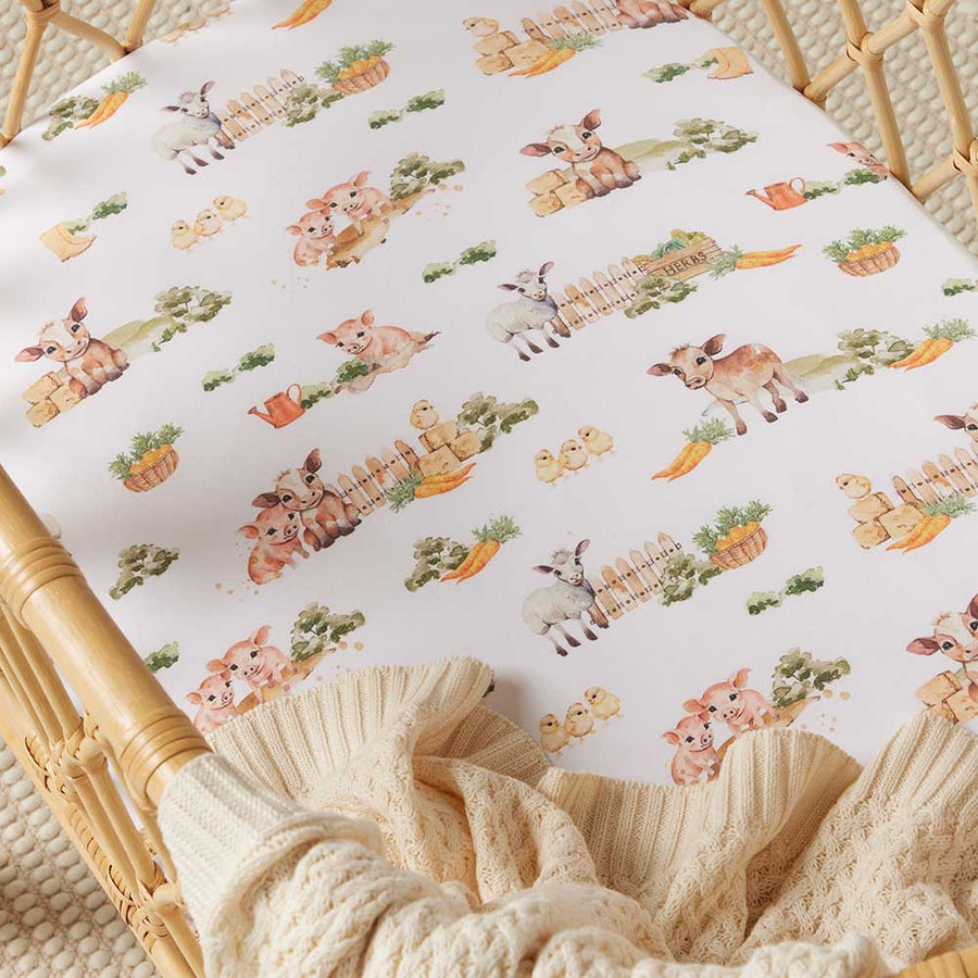 Snuggle Hunny Kids - Bassinet Sheet/Change Pad Cover - Farm