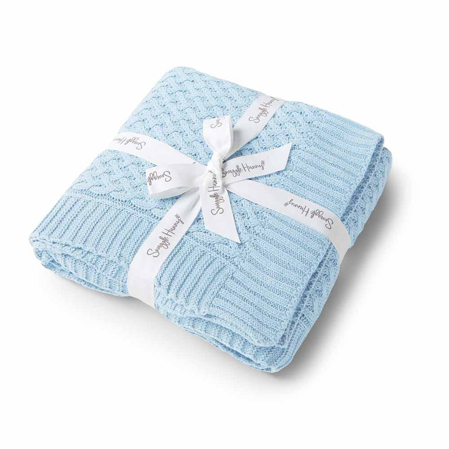 Snuggle Hunny Kids - Diamond Knit Organic Baby Blanket - Baby Blue