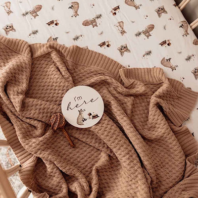 Snuggle Hunny Kids - Diamond Knit Organic Baby Blanket - Hazelnut