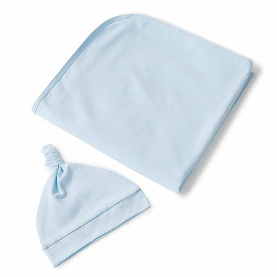 Snuggle Hunny Kids - Baby Jersey Organic  Wrap & Beanie Set - Baby Blue