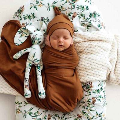 Snuggle Hunny Kids - Baby Jersey Wrap & Beanie Set - Bronze