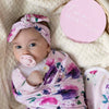 Snuggle Hunny Kids - Baby Jersey Wrap & Topknot Set - Floral Kiss