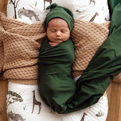 Snuggle Hunny Kids - Baby Jersey Wrap & Beanie Set - Olive