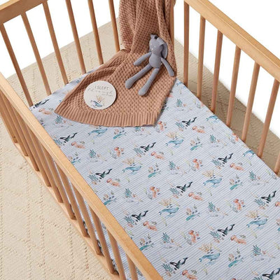 Snuggle Hunny Kids - Fitted Cot Sheet - Whale