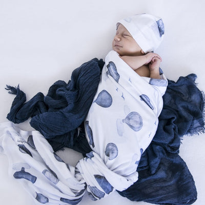 Snuggle Hunny Kids - Baby Jersey Wrap & Beanie Set - Cloud Chaser