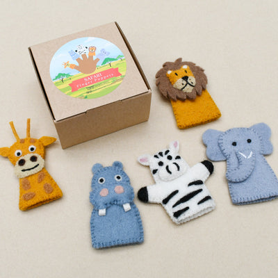 Tara Treasures - Safari Animals Finger Puppet Set