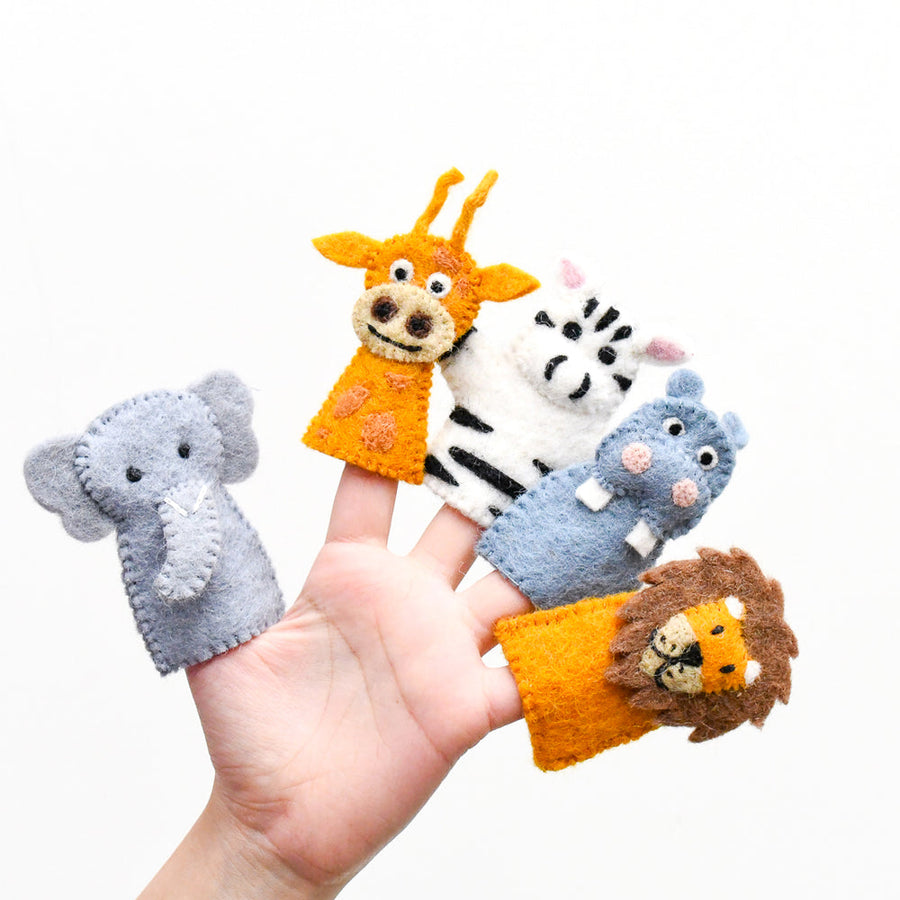 Tara Treasures - Safari Animals Finger Puppet Set