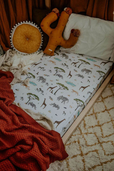 Snuggle Hunny Kids - Fitted Cot Sheet - Safari